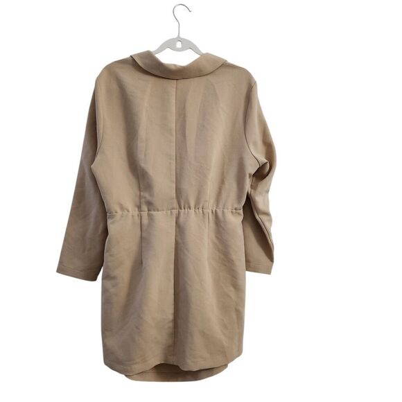 Abercrombie & Fitch Blazer Dress XL Petite XLP Tan Wrap-Front Cutout Long Sleeve - Picture 8 of 11